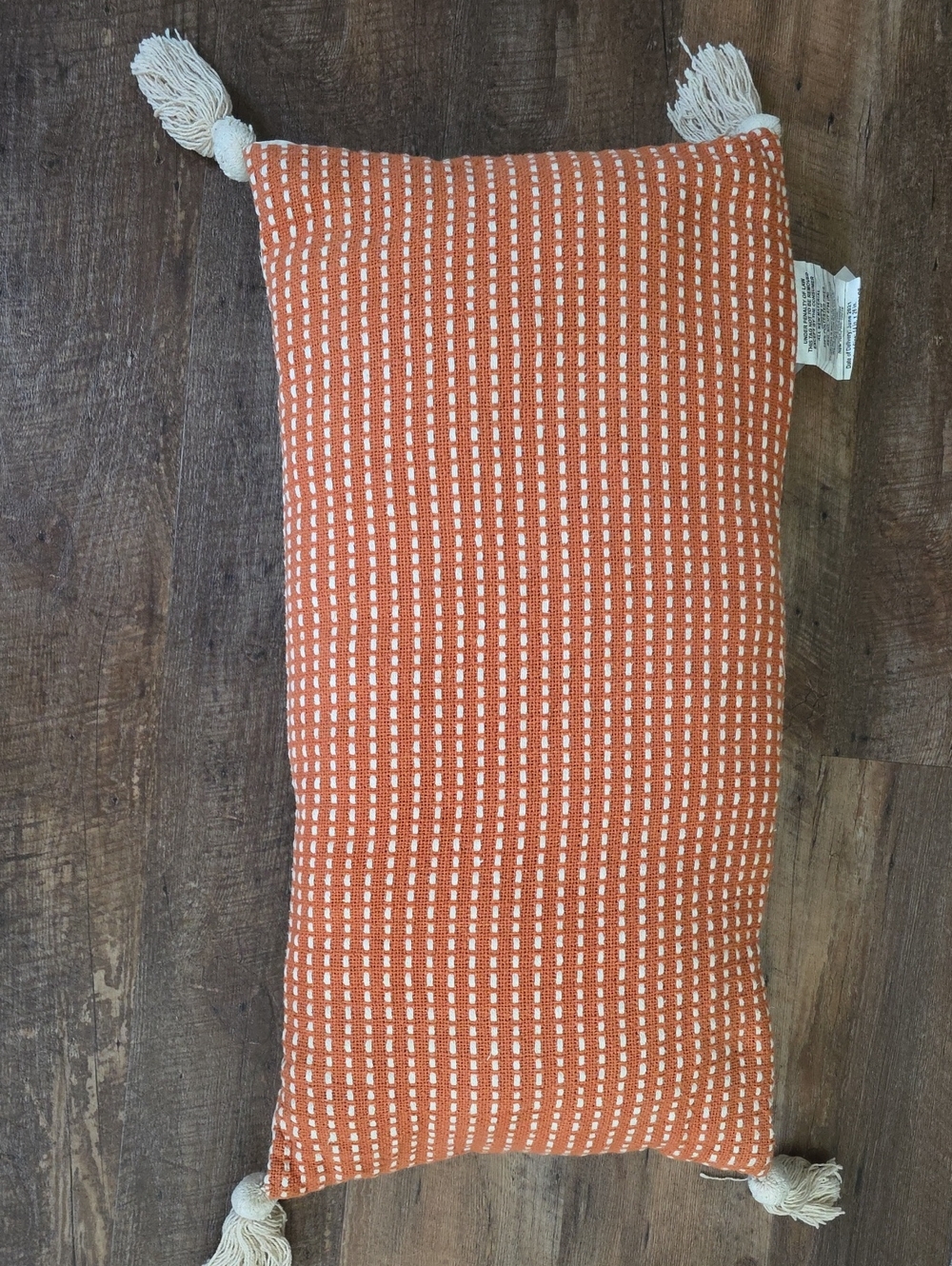 Lumbar Pillow Fall Decor Orange And Cream Tasseled